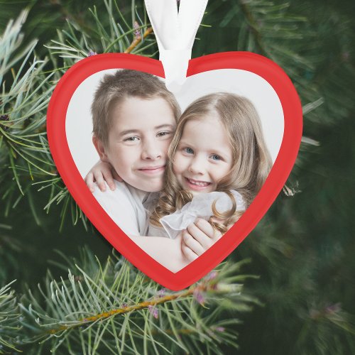 Grandparents Photo Red Heart Ornament