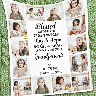 Grandparents Poem Personalized 14 Photo Collage Fleece Blanket