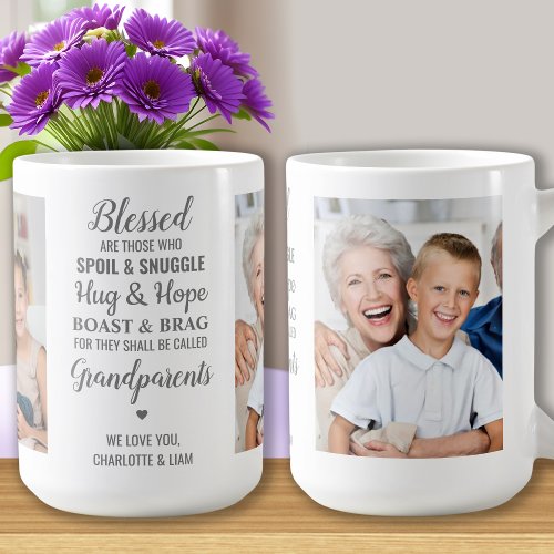 Grandparents Poem Personalized 2 Photo Coffee Mug