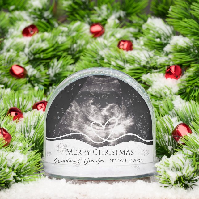 Grandparents Pregnancy Announcement Ultrasound Snow Globe (Christmas)