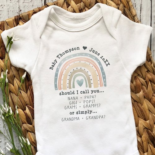 Grandparents Pregnancy Reveal Custom Announcement Baby Bodysuit