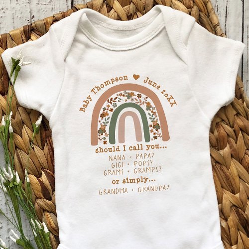 Grandparents Pregnancy Reveal Custom Announcement Baby Bodysuit