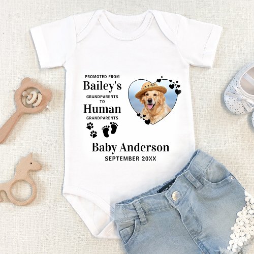 Grandparents Promoted Custom Pet Dog Photo New  Baby Bodysuit