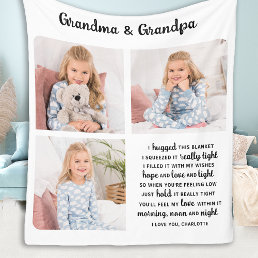 Grandparents Quote Photo Collage Fleece Blanket