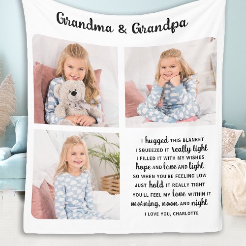 Grandparents Quote Photo Collage Fleece Blanket