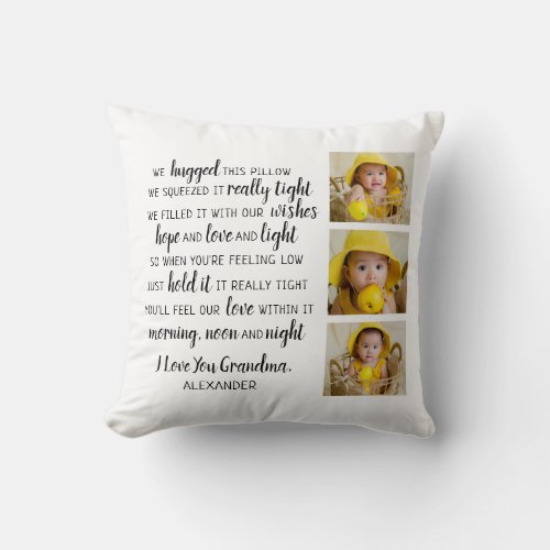 Grandparents Quote Photo Collage Throw Pillow