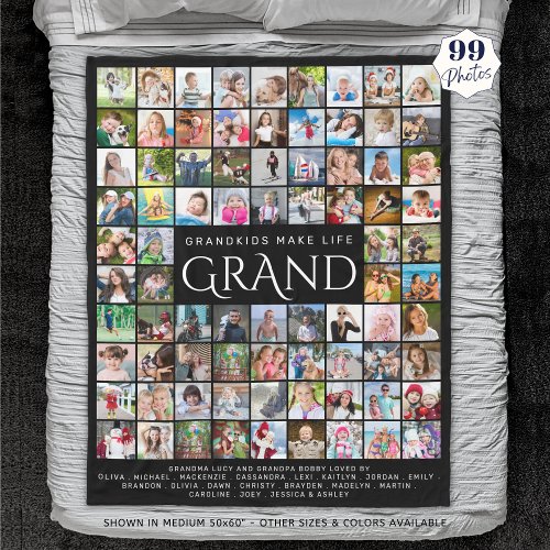 GRANDPARENTS QUOTE SAYING 99 Photo Collage Fleece Blanket