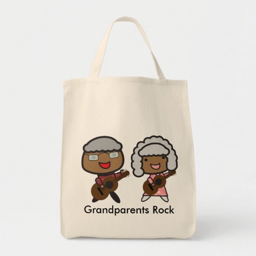 Grandparents Rock Black Personalize Tote Bag