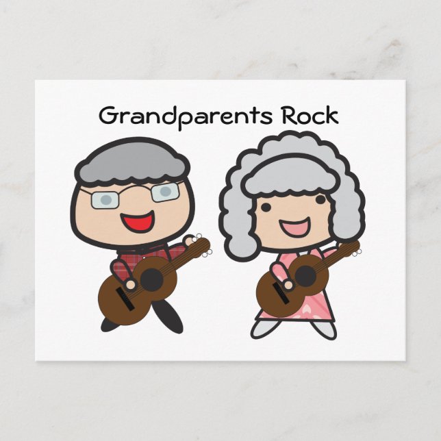 Grandparents Rock Funny Grandparents Day Guitar Postcard (Front)