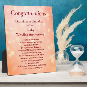 Grandparents Ruby Wedding Anniversary  Plaque