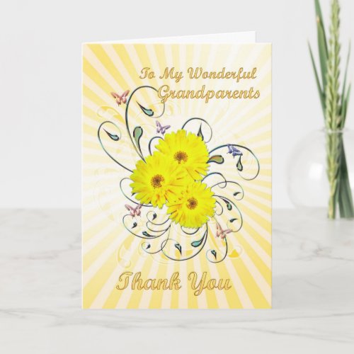 Grandparents Thank you card with yellow flowers