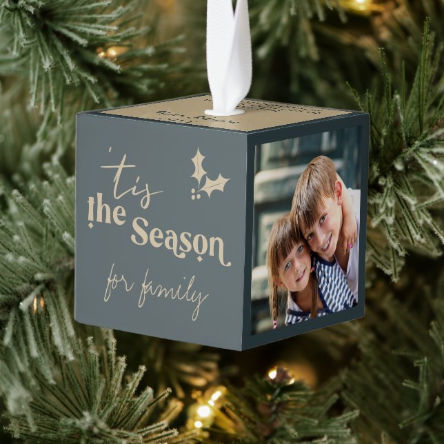 Grandparents Tis the Season for .. 3 Photo Cube Ornament (Tree)