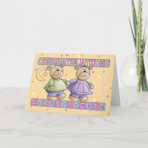 Grandparents To New Baby Twins Congratulations Card