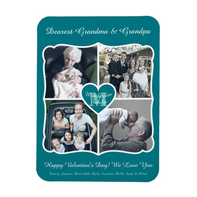 Grandparents Valentine Personalized Instagram Grid Magnet (Vertical)