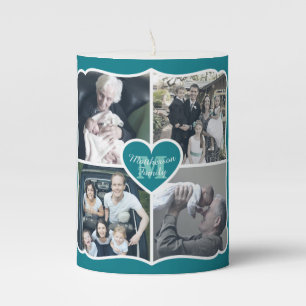Grandparents Valentine Personalized Instagram Grid Pillar Candle