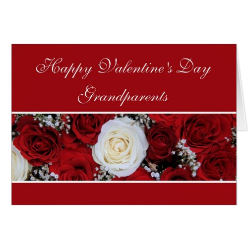 Grandparents Valentines Day red and white roses