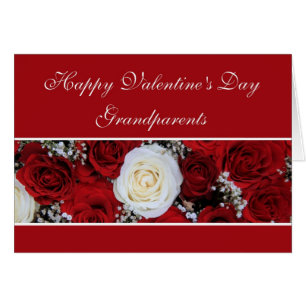 Grandparents Valentine's Day red and white roses Cards