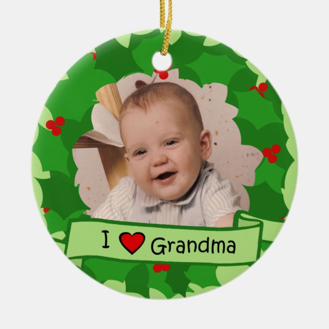 Grandparents Wreath Ceramic Ornament (Front)
