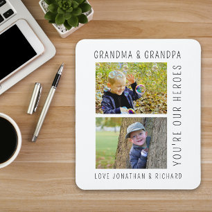 Grandparents "You're Our Heroes" Photo Mouse Pad