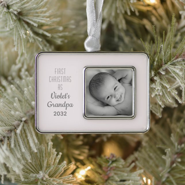 Grandpa's 1st Christmas Personalized Name Photo Ornament (Tree)