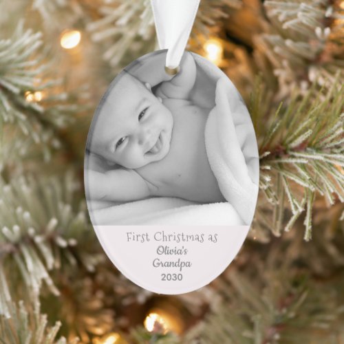 Grandpas 1st Christmas Personalized Photo Name Ornament