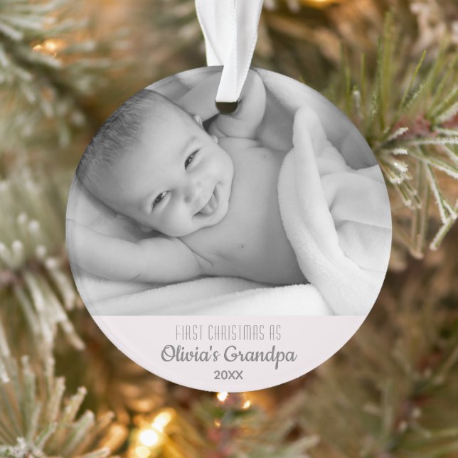 Grandpa's 1st Christmas Personalized Photo Name Ornament (Tree)