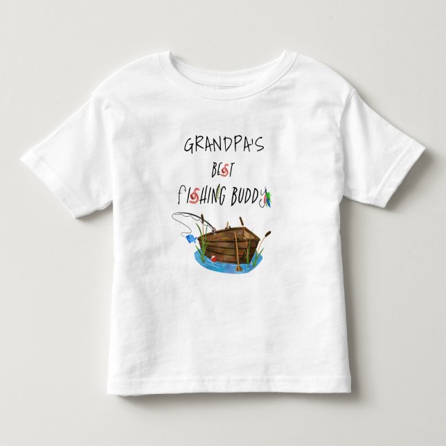 Grandpa's Best Fishing Buddy Cute Toddler T-shirt (Front)
