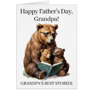 Grandpas Best Stories Folk Art Bear Fathers Day Ca Cards