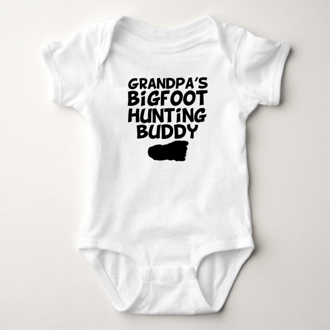Grandpa's Bigfoot Hunting Buddy Baby Bodysuit (Front)