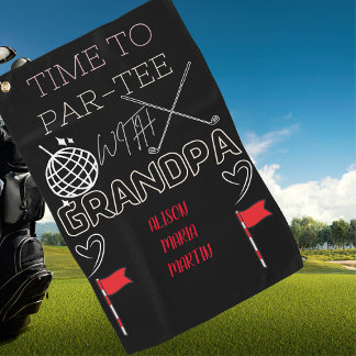 Grandpa's Black Golf Towel with Grandchild's Name