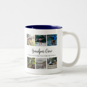 Grandpa's Crew Custom 6 Photo Grid Two-Tone Coffee Mug