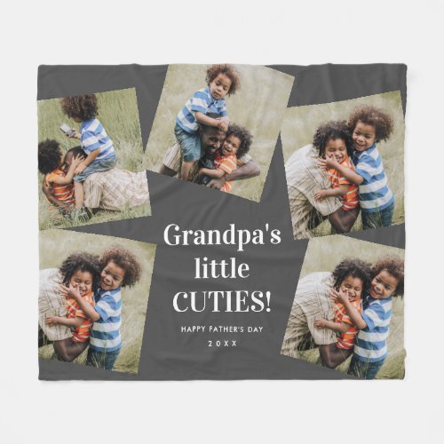 Grandpas Cuties Photo Collage Fathers Day Fleece Blanket
