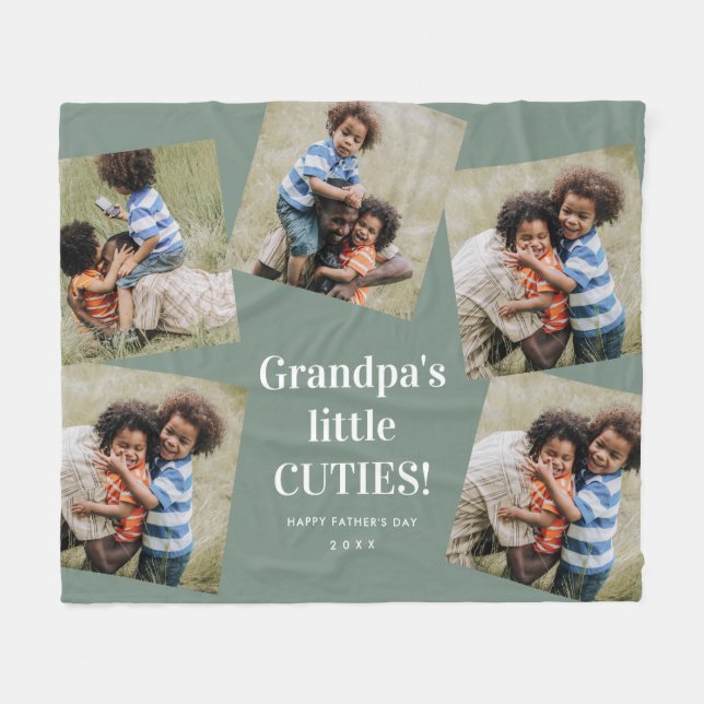 Grandpa's Cuties Photo Collage Father's Day Fleece Blanket (Front (Horizontal))