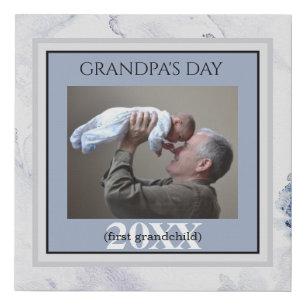 Grandpa's Day Grandchild Photo First Grandchild Faux Canvas Print