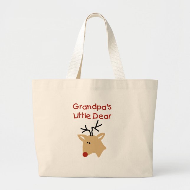 Grandpa's Dear Grandpa Deer Christmas Holiday Large Tote Bag (Front)