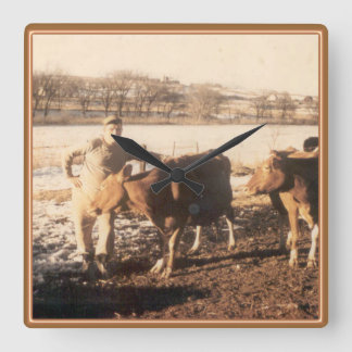 Grandpa's Farm Square Wall Clock