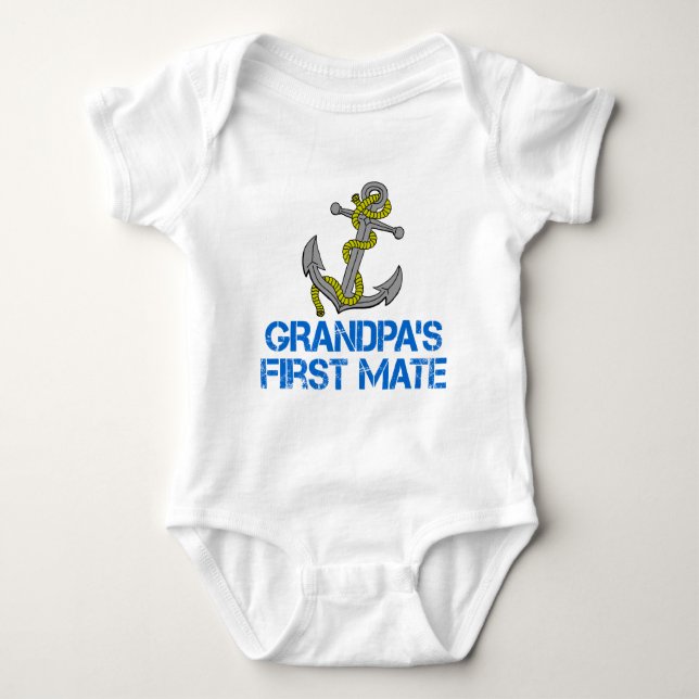 Grandpa's First Mate Baby Bodysuit (Front)