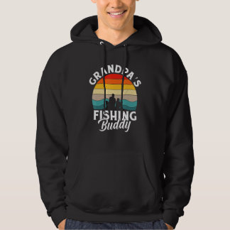 Grandpa's Fishing Buddy Grandfather 80s Sunset Hoodie