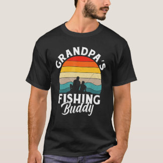 Grandpa's Fishing Buddy Grandfather 80s Sunset T-Shirt