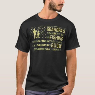 Grandpa's Fishing Buddy Young Fisherman Patriotic T-Shirt