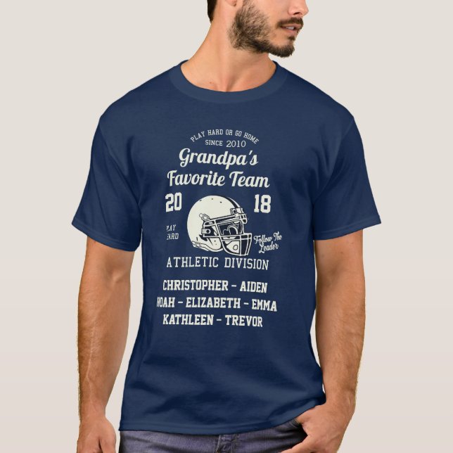 Grandpa's Football Favorite Grandkids Team T-Shirt (Front)