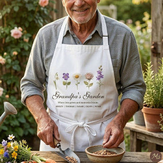 Grandpa's Garden 5 Floral Birth Month Flower Adult Apron