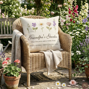Grandpa's Garden 5 Floral Birth Month Flower Throw Pillow