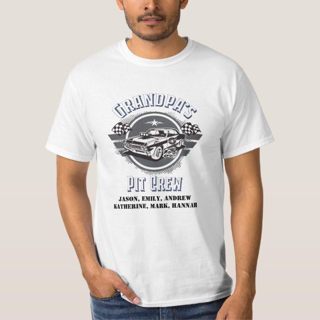 Grandpa's Grandchildren Pit Crew Race Car  T-Shirt (Front)