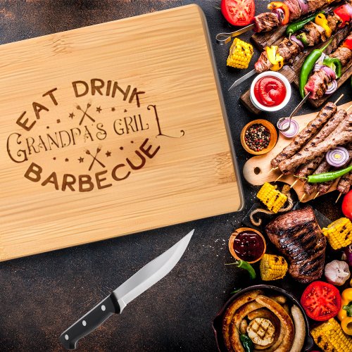 Grandpas Grill Barbecue Personalized Fathers Day Cutting Board