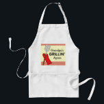 Grandpa's Grillin Apron<br><div class="desc">This apron features the text "Grandpa's Grillin' Apron" with a graphic of a grilling spatula and an oven mitt. The imprint is accented with red checks. This is customizable, so you can put anyone's name in place of Grandpa.</div>