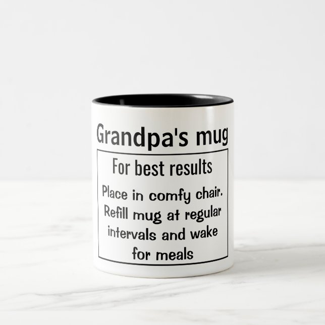 Grandpa's Instructions fun humour personalised Two-Tone Coffee Mug (Center)