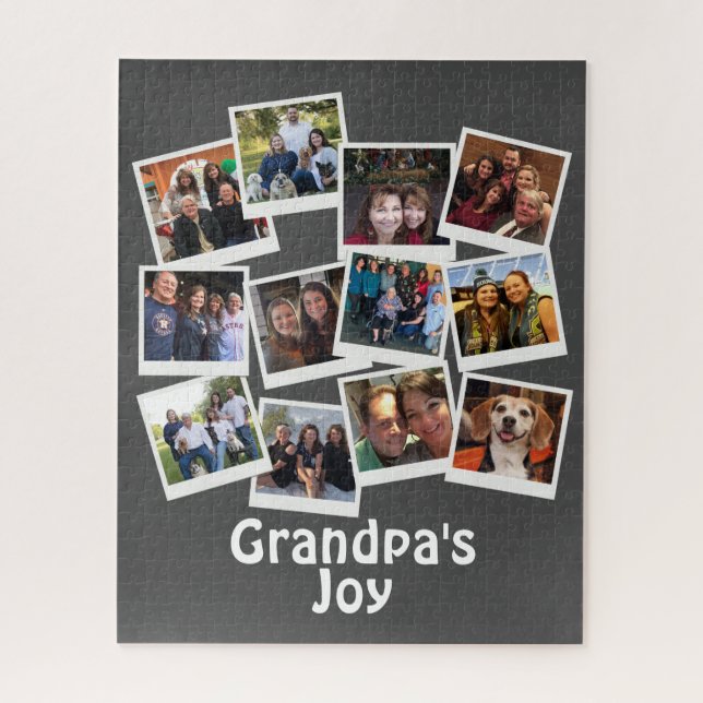 Grandpa's Joy Photo Frame Collage Modern Trendy Jigsaw Puzzle (Vertical)