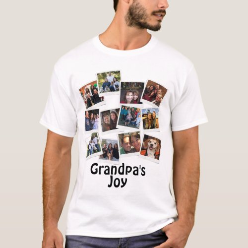 Grandpas Joy Photo Frame Collage Modern Trendy T_Shirt