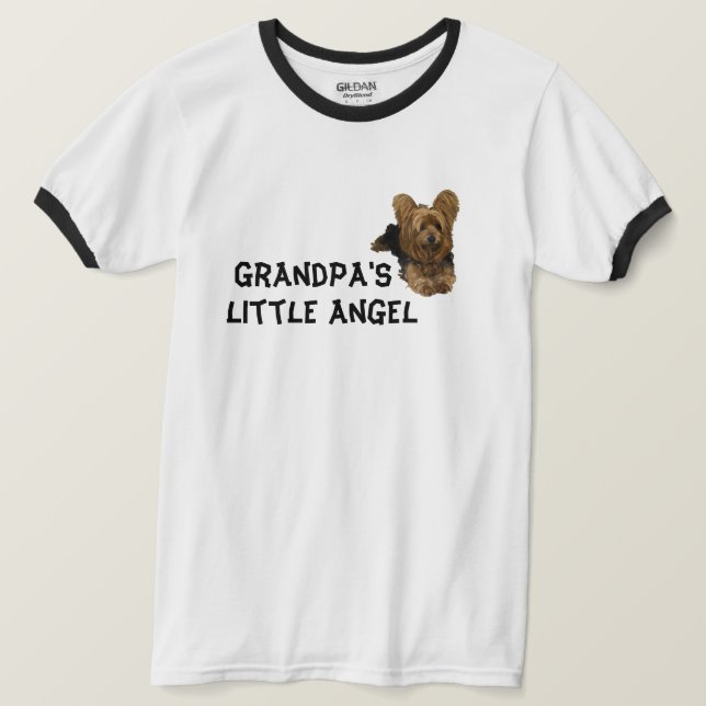 Grandpa's Little Angel Yorkshire Terrier T-Shirt (Design Front)